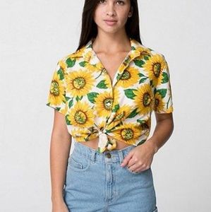 American Apparel Sunflower Crop Button Up M/L